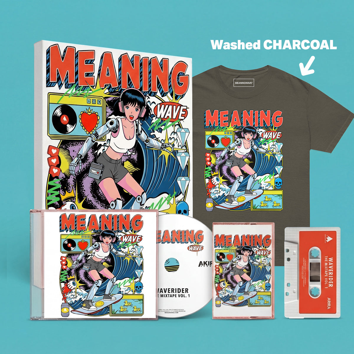 WAVERIDER | Signed Canvas, CD, Cassette & T-Shirt Bundle – Meaningwave