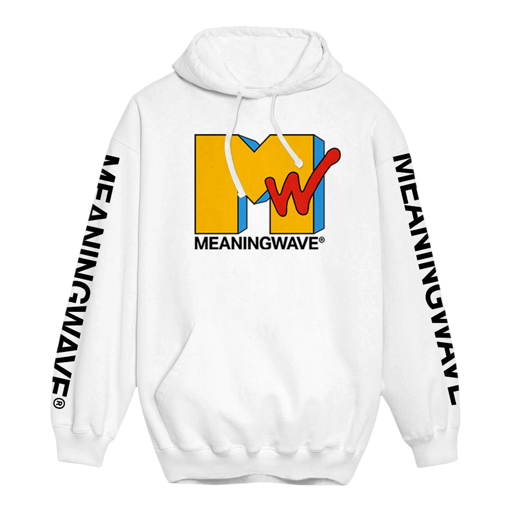 MEANINGWAVE TV WHITE Cotton Hoodie
