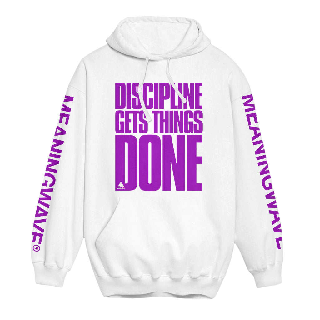 DISCIPLINE GETS THINGS DONE WHITE Cotton Hoodie