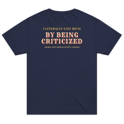 I LITERALLY GOT RICH with Scott Adams | Oversized T-Shirt - Navy - back