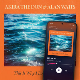 THIS IS WHY I LOVE THE OCEAN digital album: cover art with a phone playing it on meaningwave.com