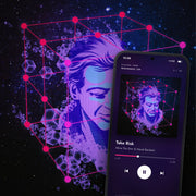 HOW TO GET RICH VOL. 2 digital album: cover art with a phone playing it on meaningwave.com