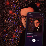 THE STRANGEST SECRET IN THE WORLD digital album: cover art with a phone playing it on meaningwave.com