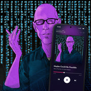 THE USER INTERFACE FOR REALITY digital album: cover art with a phone playing it on meaningwave.com
