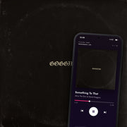 GOGGINS digital album: cover art with a phone playing it on meaningwave.com