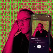 THE BEST OF SCOTT ADAMS MEANINGWAVE digital album: cover art with a phone playing it on meaningwave.com