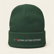 I ♥ LIVING IN THE FUTURE | Knit Beanie - Dark green - front
