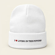 I ♥ LIVING IN THE FUTURE | Knit Beanie - White - front