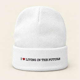 I ♥ LIVING IN THE FUTURE | Knit Beanie - White - front