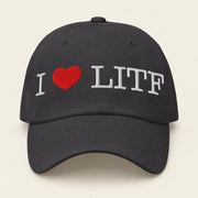 I ♥ LIVING IN THE FUTURE | Dad Cap - Dark Grey - front