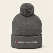 I ♥ LIVING IN THE FUTURE | Pom-Pom Beanie - Dark Heather Grey - front