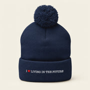 I ♥ LIVING IN THE FUTURE | Pom-Pom Beanie - Navy - front