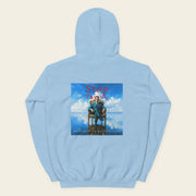 STOP TRYING with Neville Goddard Hoodie in Light Blue, back