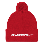 MEANINGWAVE text Logo | Pom Pom Knit Cap