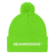 MEANINGWAVE text Logo | Pom Pom Knit Cap