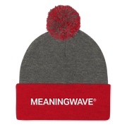 MEANINGWAVE text Logo | Pom Pom Knit Cap
