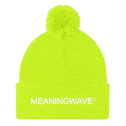 MEANINGWAVE text Logo | Pom Pom Knit Cap