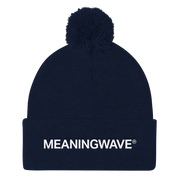 MEANINGWAVE text Logo | Pom Pom Knit Cap