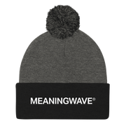 MEANINGWAVE text Logo | Pom Pom Knit Cap