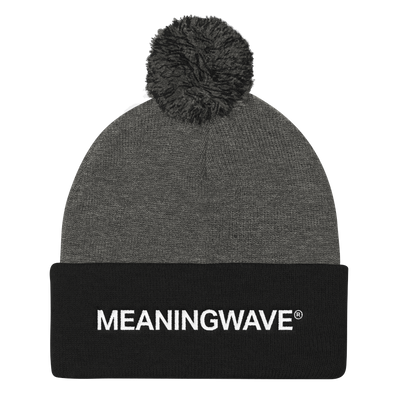 MEANINGWAVE text Logo | Pom Pom Knit Cap