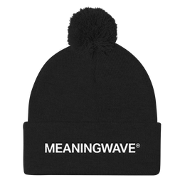 MEANINGWAVE text Logo | Pom Pom Knit Cap