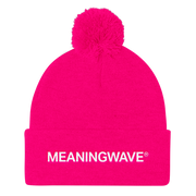 MEANINGWAVE text Logo | Pom Pom Knit Cap