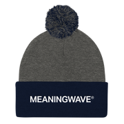 MEANINGWAVE text Logo | Pom Pom Knit Cap